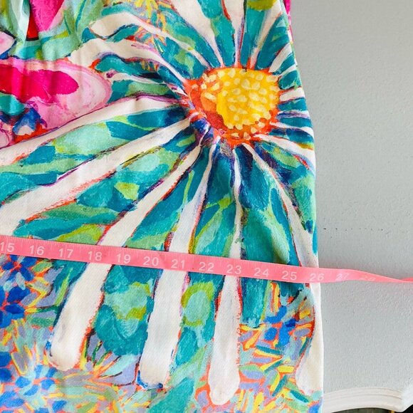 CLAIRE DESJARDINS Shirt Dress Tab Sleeve Abstract Floral Popover Bamboo Blend XL - Picture 14 of 14